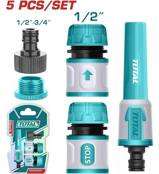 طقم وصلة خرطوم بلاستيك 5 قطع - THHCS05122