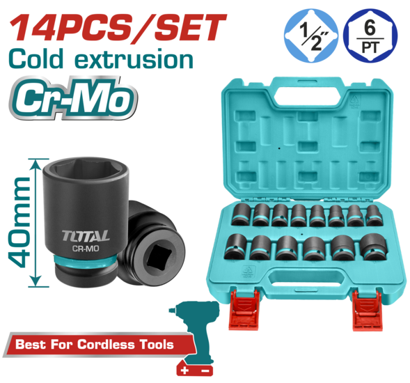 طقم لقم نص بوصة تصادمى 14 قطعة - THISTD12141
