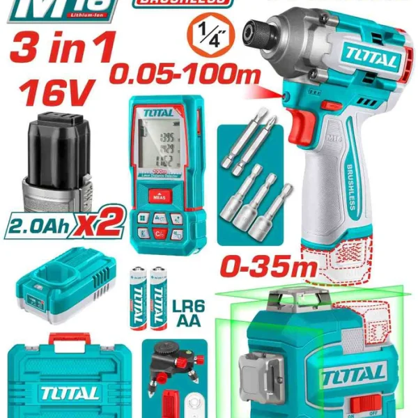 طقم كومبو ميزان ليزر 12 خط و امباكت و متر ليزر- TOSLI250886