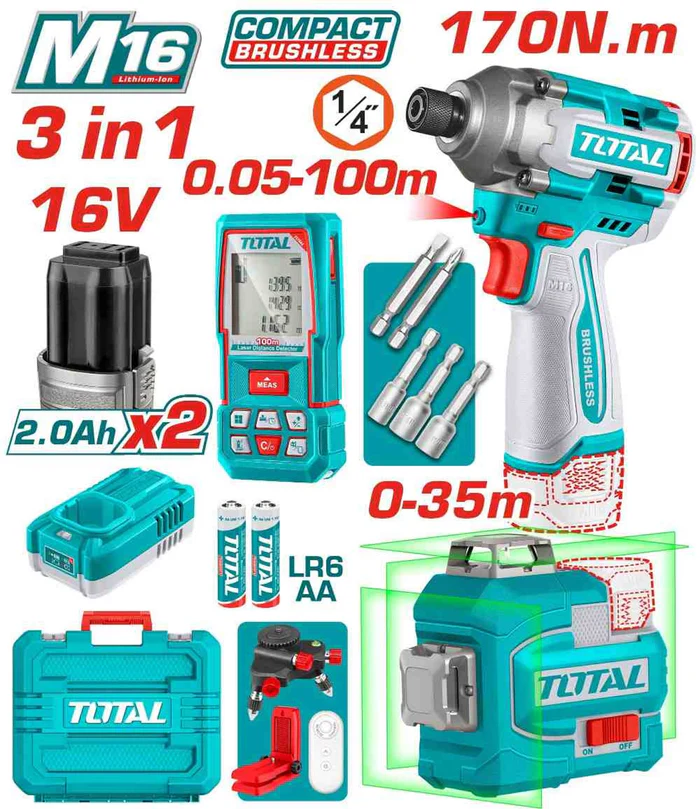 TOSLI250886_700x طقم كومبو ميزان ليزر 12 خط و امباكت و متر ليزر- TOSLI250886 - الصورة 1